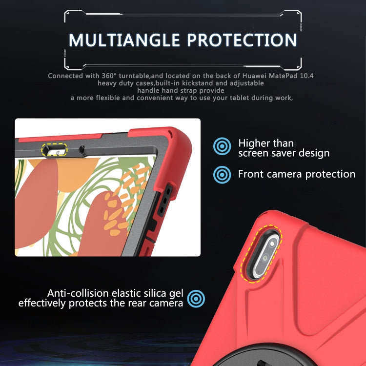 For Huawei MatePad 10.4 Shockproof Colorful Silicone + PC Protective Case with Holder & Hand Grip Strap