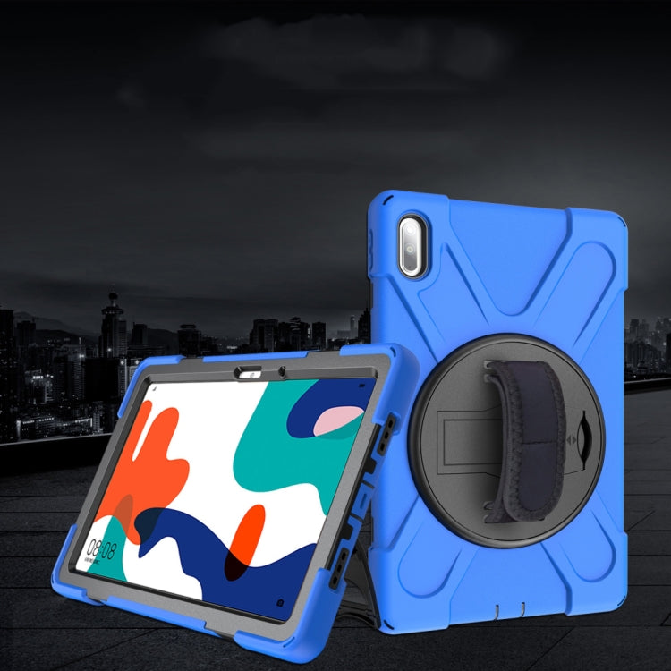 For Huawei MatePad 10.4 Shockproof Colorful Silicone + PC Protective Case with Holder & Hand Grip Strap