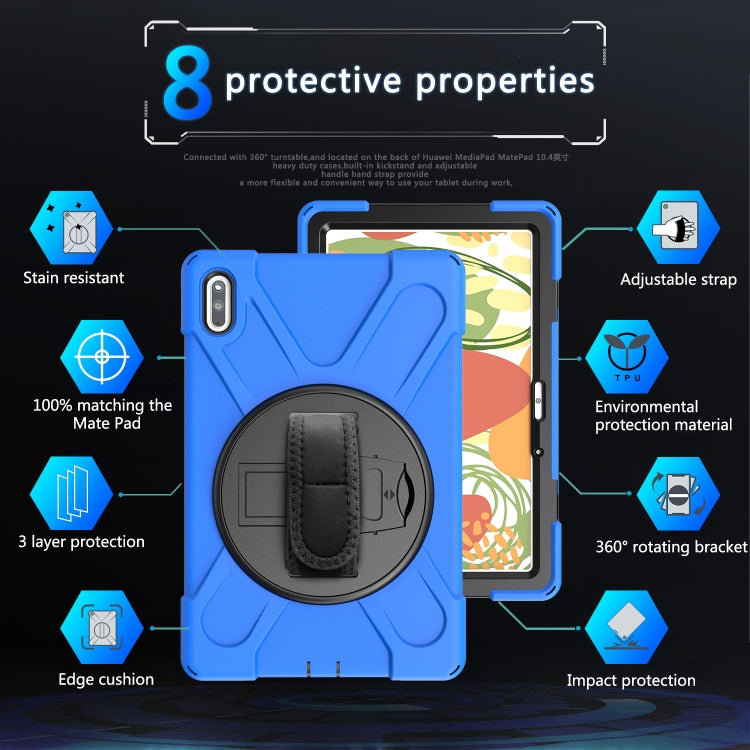 For Huawei MatePad 10.4 Shockproof Colorful Silicone + PC Protective Case with Holder & Hand Grip Strap