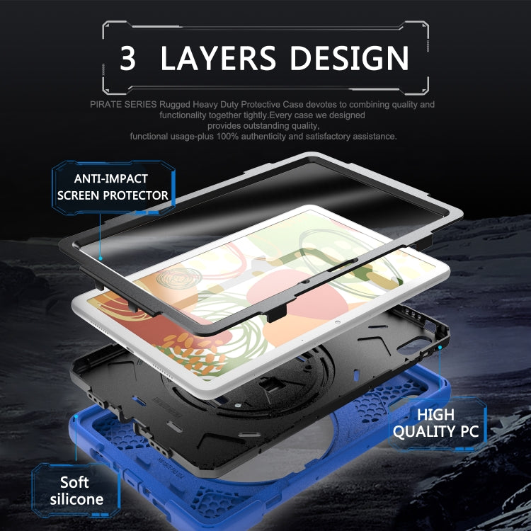 For Huawei MatePad 10.4 Shockproof Colorful Silicone + PC Protective Case with Holder & Hand Grip Strap