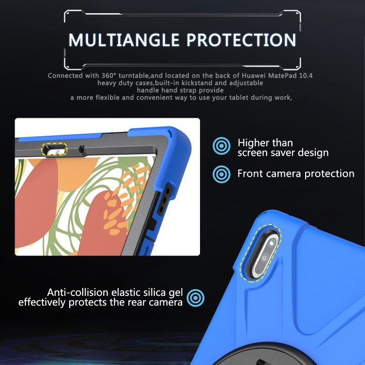 For Huawei MatePad 10.4 Shockproof Colorful Silicone + PC Protective Case with Holder & Hand Grip Strap