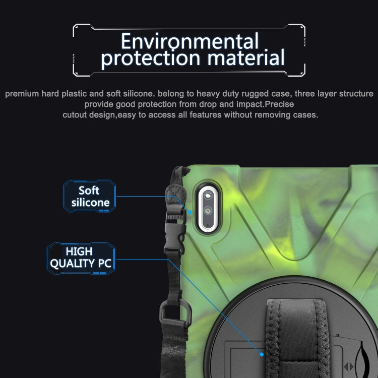 For Huawei MatePad 10.4 Shockproof Colorful Silicone + PC Protective Case with Holder & Hand Grip Strap