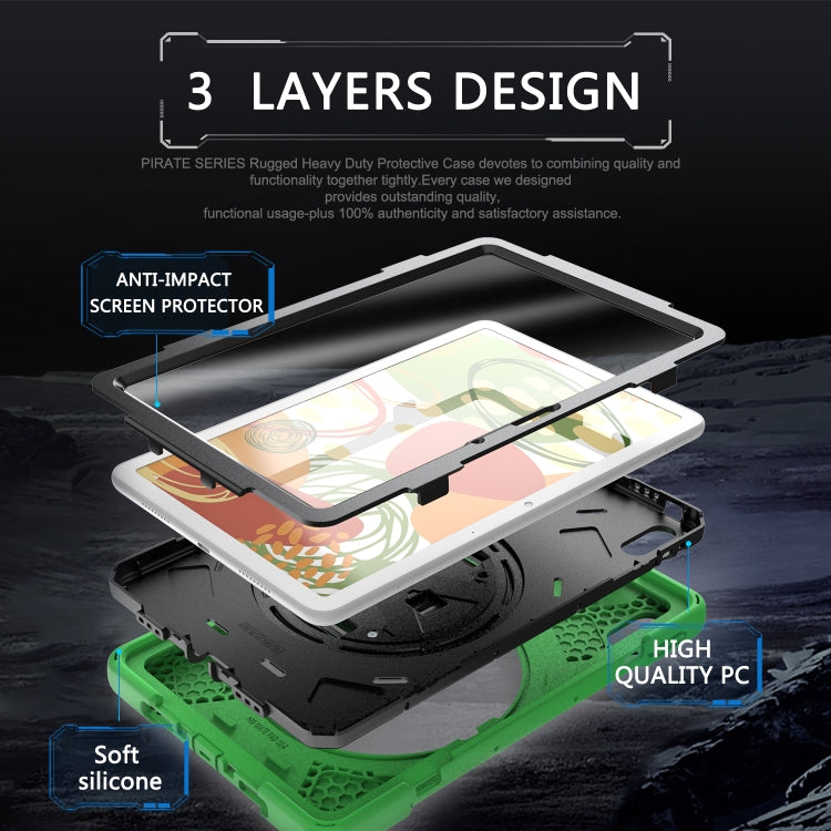 For Huawei MatePad 10.4 Shockproof Colorful Silicone + PC Protective Case with Holder & Hand Grip Strap