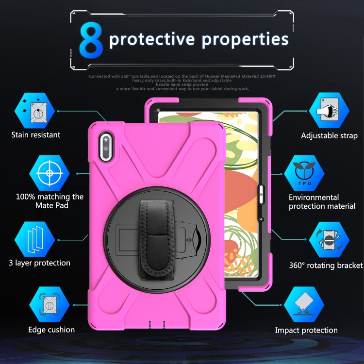 For Huawei MatePad 10.4 Shockproof Colorful Silicone + PC Protective Case with Holder & Hand Grip Strap