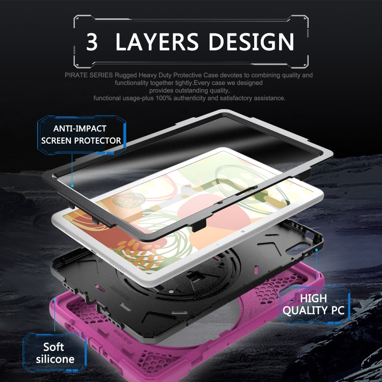For Huawei MatePad 10.4 Shockproof Colorful Silicone + PC Protective Case with Holder & Hand Grip Strap