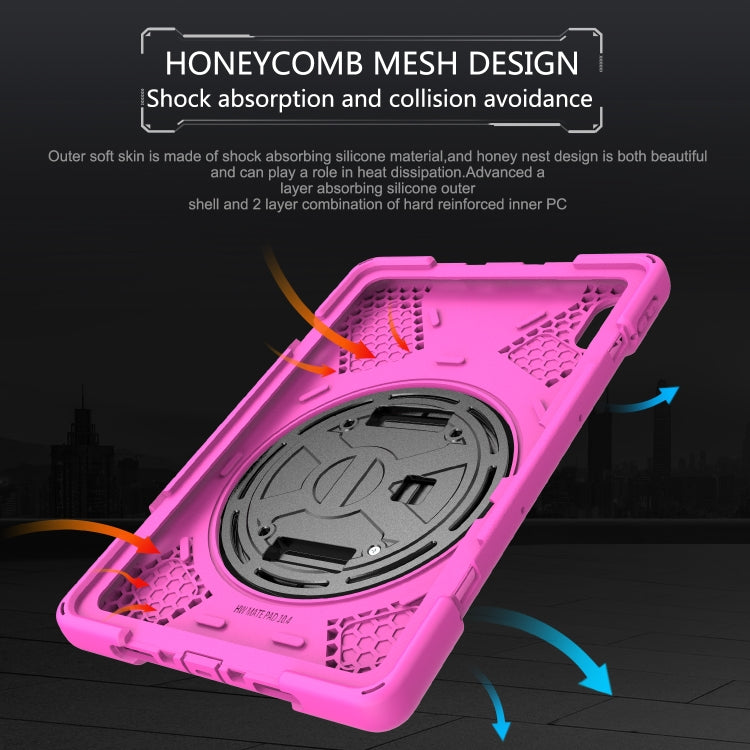 For Huawei MatePad 10.4 Shockproof Colorful Silicone + PC Protective Case with Holder & Hand Grip Strap