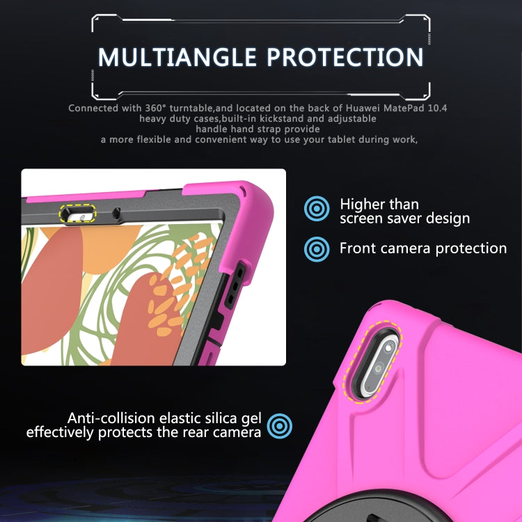 For Huawei MatePad 10.4 Shockproof Colorful Silicone + PC Protective Case with Holder & Hand Grip Strap
