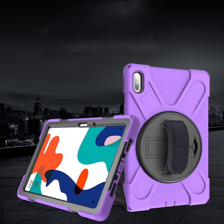 For Huawei MatePad 10.4 Shockproof Colorful Silicone + PC Protective Case with Holder & Hand Grip Strap