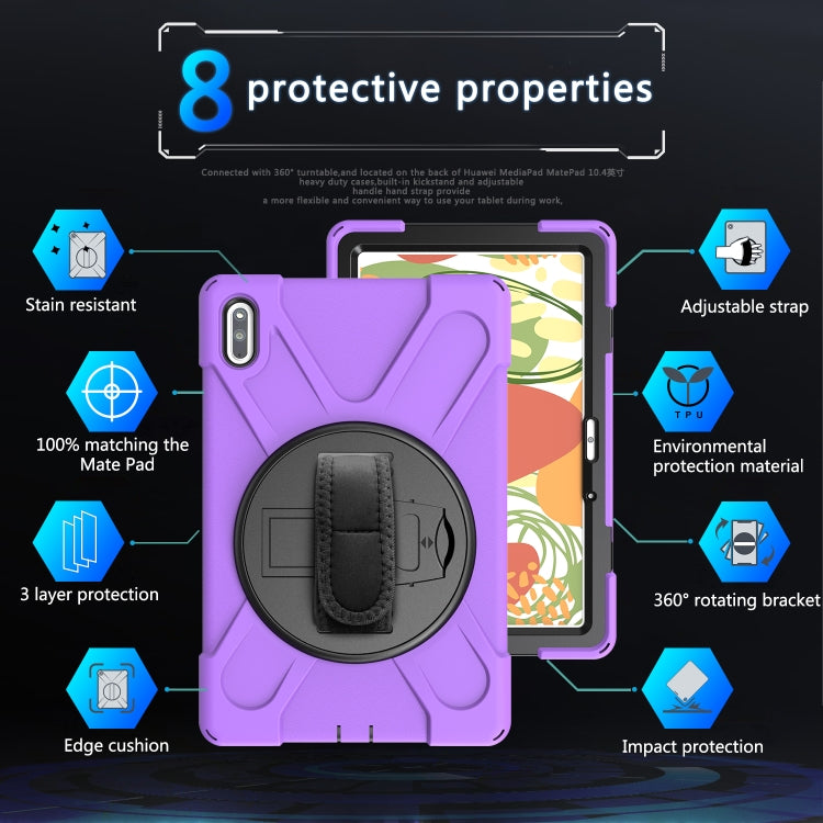 For Huawei MatePad 10.4 Shockproof Colorful Silicone + PC Protective Case with Holder & Hand Grip Strap