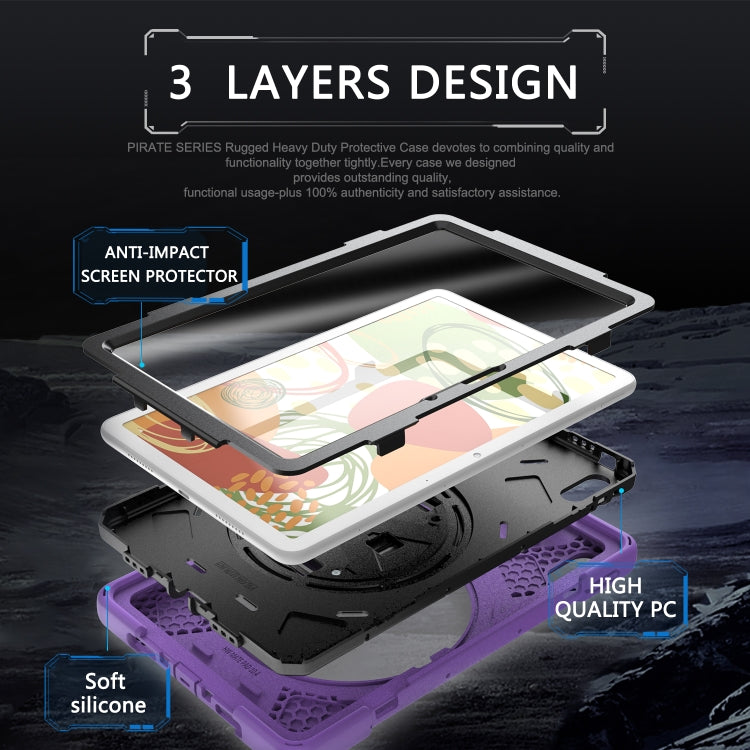 For Huawei MatePad 10.4 Shockproof Colorful Silicone + PC Protective Case with Holder & Hand Grip Strap