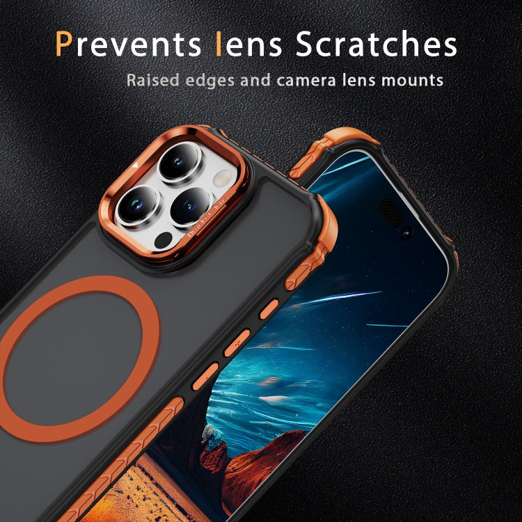 For iPhone 16 Pro Max Rainbow Series Skin Feel MagSafe Lens Holder Phone Case
