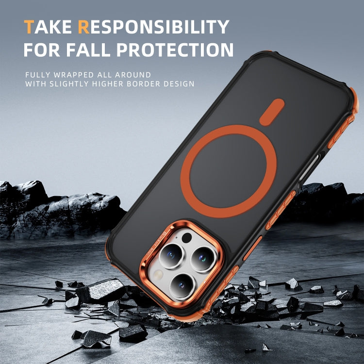 For iPhone 16 Pro Max Rainbow Series Skin Feel MagSafe Lens Holder Phone Case