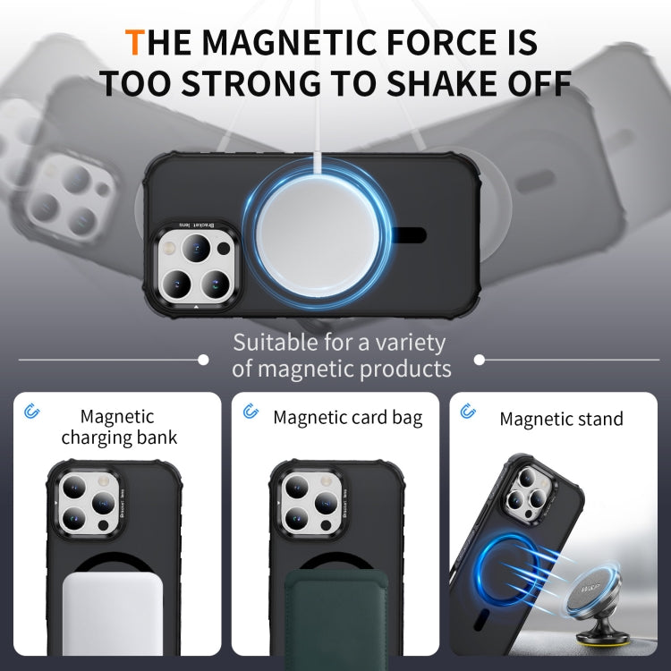 For iPhone 16 Pro Max Rainbow Series Skin Feel MagSafe Lens Holder Phone Case