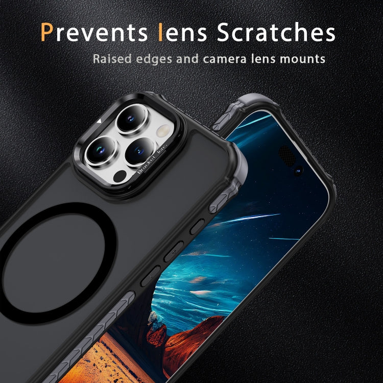 For iPhone 16 Pro Max Rainbow Series Skin Feel MagSafe Lens Holder Phone Case
