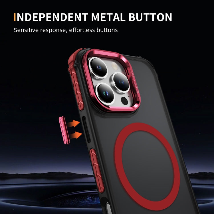 For iPhone 16 Pro Max Rainbow Series Skin Feel MagSafe Lens Holder Phone Case