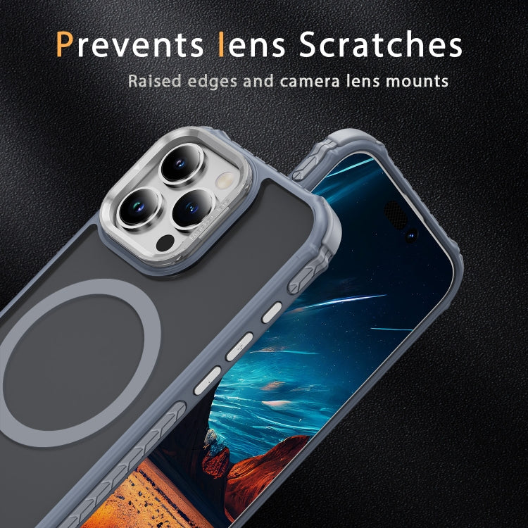For iPhone 16 Pro Max Rainbow Series Skin Feel MagSafe Lens Holder Phone Case