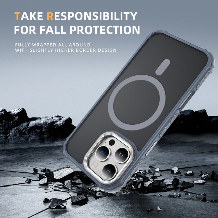 For iPhone 16 Pro Max Rainbow Series Skin Feel MagSafe Lens Holder Phone Case