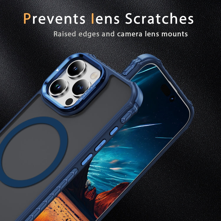 For iPhone 16 Pro Max Rainbow Series Skin Feel MagSafe Lens Holder Phone Case
