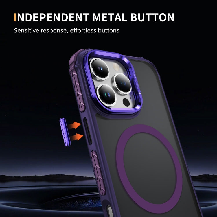 For iPhone 16 Pro Max Rainbow Series Skin Feel MagSafe Lens Holder Phone Case