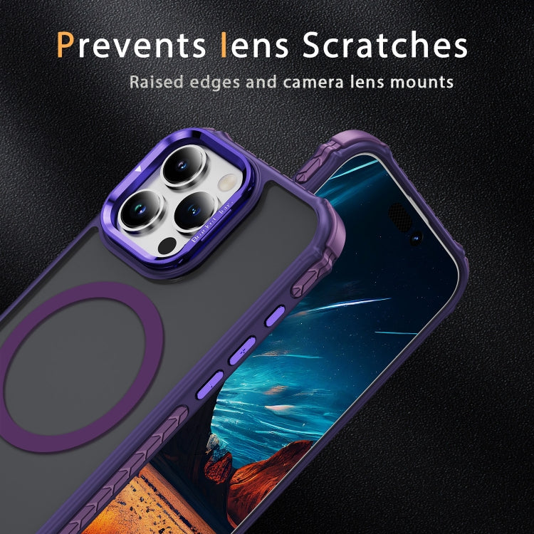 For iPhone 16 Pro Rainbow Series Skin Feel MagSafe Lens Holder Phone Case