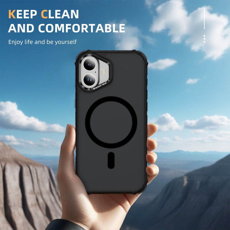 For iPhone 16 Plus Rainbow Series Skin Feel MagSafe Lens Holder Phone Case