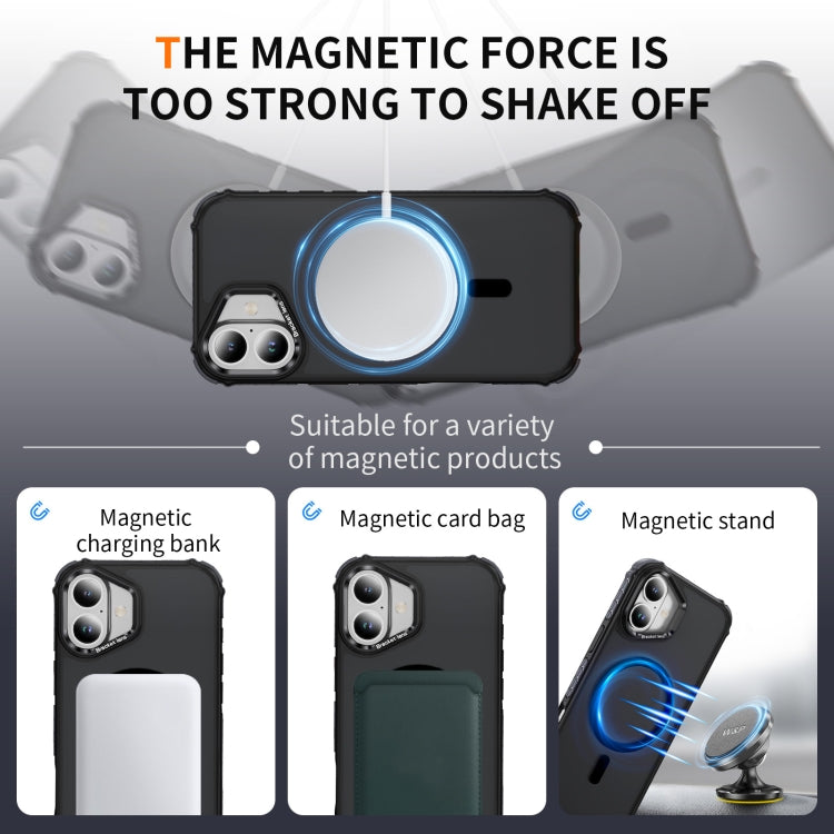For iPhone 16 Plus Rainbow Series Skin Feel MagSafe Lens Holder Phone Case