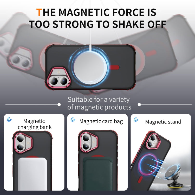 For iPhone 16 Plus Rainbow Series Skin Feel MagSafe Lens Holder Phone Case