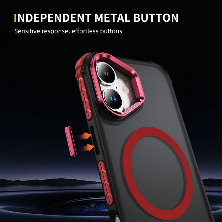 For iPhone 16 Plus Rainbow Series Skin Feel MagSafe Lens Holder Phone Case