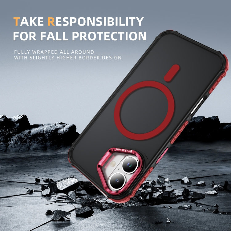For iPhone 16 Plus Rainbow Series Skin Feel MagSafe Lens Holder Phone Case