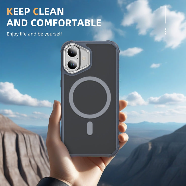 For iPhone 16 Plus Rainbow Series Skin Feel MagSafe Lens Holder Phone Case