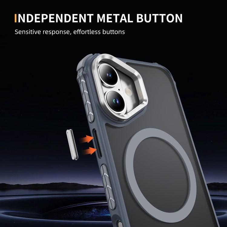 For iPhone 16 Plus Rainbow Series Skin Feel MagSafe Lens Holder Phone Case