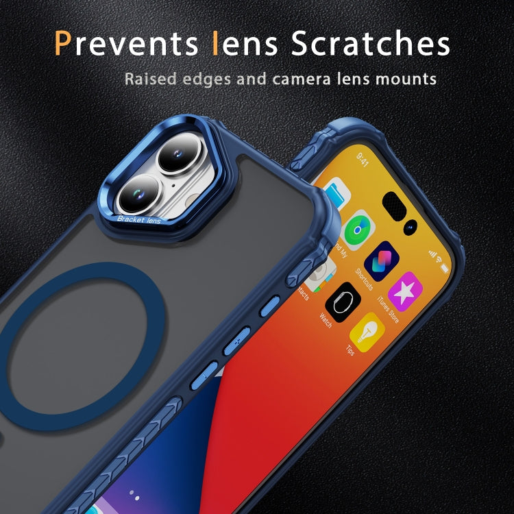 For iPhone 16 Plus Rainbow Series Skin Feel MagSafe Lens Holder Phone Case
