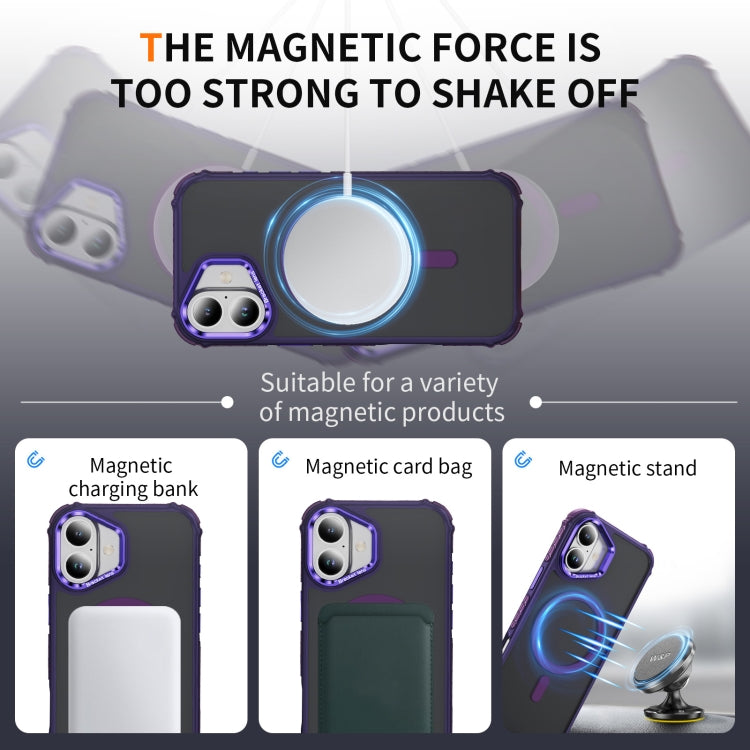 For iPhone 16 Plus Rainbow Series Skin Feel MagSafe Lens Holder Phone Case
