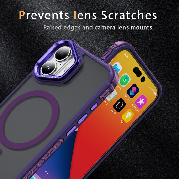 For iPhone 16 Plus Rainbow Series Skin Feel MagSafe Lens Holder Phone Case