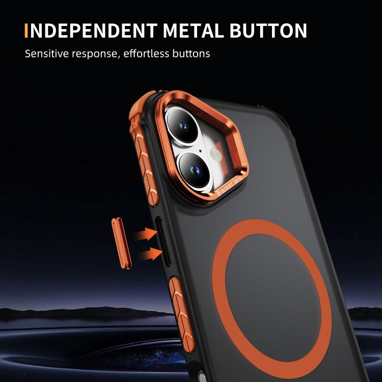 For iPhone 16 Rainbow Series Skin Feel MagSafe Lens Holder Phone Case