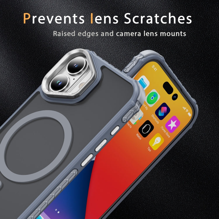 For iPhone 16 Rainbow Series Skin Feel MagSafe Lens Holder Phone Case