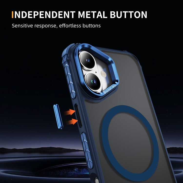 For iPhone 16 Rainbow Series Skin Feel MagSafe Lens Holder Phone Case