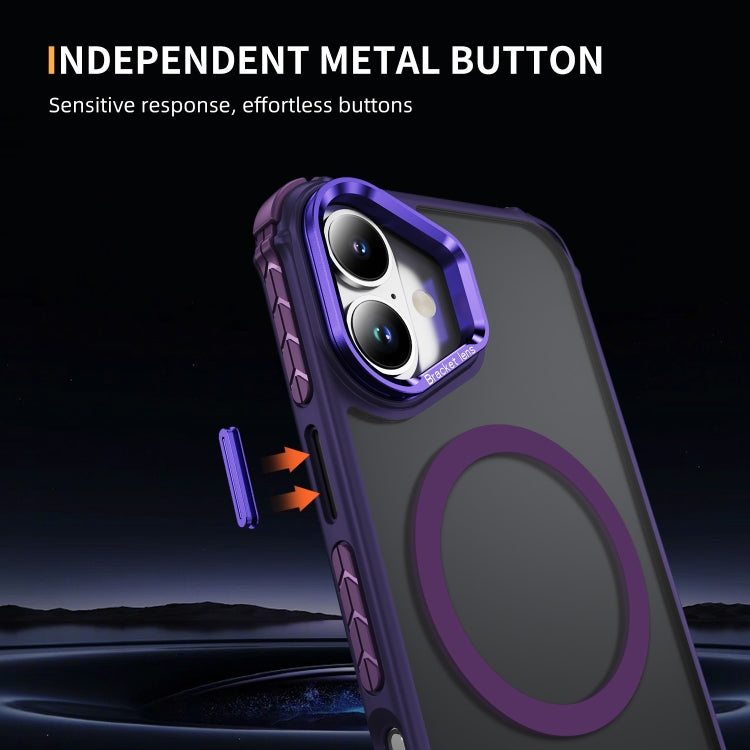 For iPhone 16 Rainbow Series Skin Feel MagSafe Lens Holder Phone Case