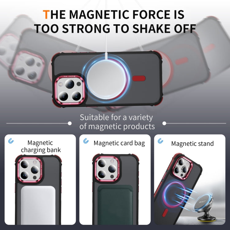 For iPhone 15 Pro Max Rainbow Series Skin Feel MagSafe Lens Holder Phone Case