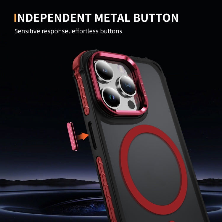 For iPhone 15 Pro Max Rainbow Series Skin Feel MagSafe Lens Holder Phone Case