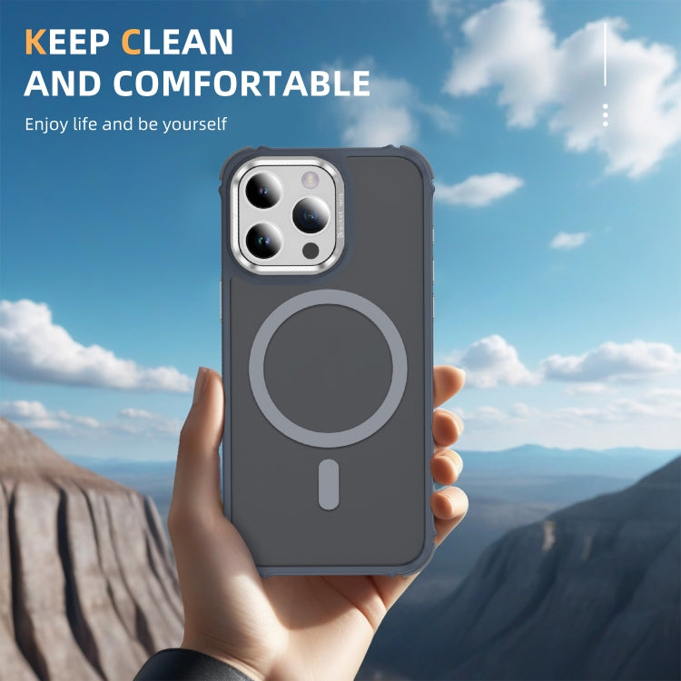 For iPhone 15 Pro Max Rainbow Series Skin Feel MagSafe Lens Holder Phone Case