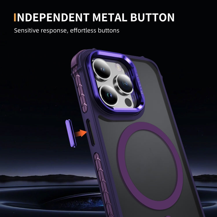 For iPhone 15 Pro Max Rainbow Series Skin Feel MagSafe Lens Holder Phone Case