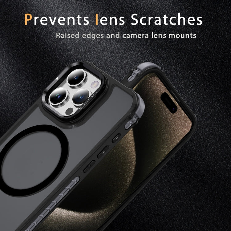 For iPhone 15 Pro Rainbow Series Skin Feel MagSafe Lens Holder Phone Case