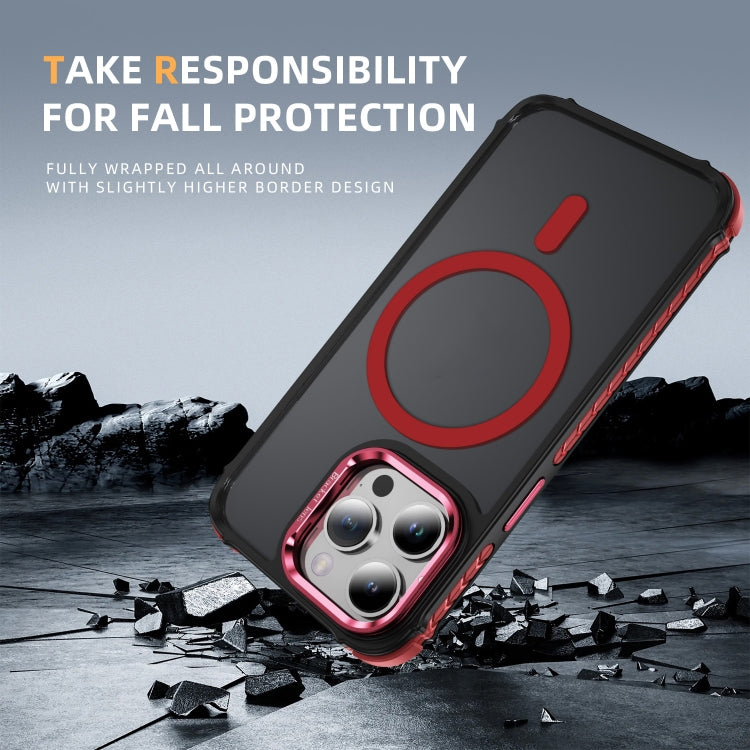 For iPhone 15 Pro Rainbow Series Skin Feel MagSafe Lens Holder Phone Case