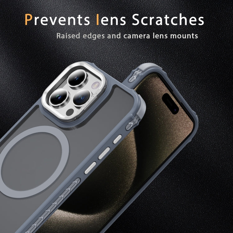 For iPhone 15 Pro Rainbow Series Skin Feel MagSafe Lens Holder Phone Case