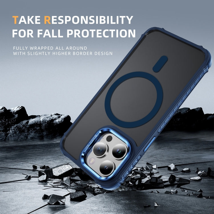 For iPhone 15 Pro Rainbow Series Skin Feel MagSafe Lens Holder Phone Case