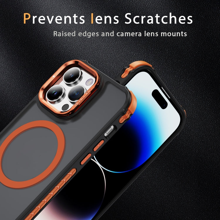 For iPhone 14 Pro Rainbow Series Skin Feel MagSafe Lens Holder Phone Case