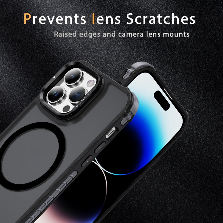 For iPhone 14 Pro Rainbow Series Skin Feel MagSafe Lens Holder Phone Case