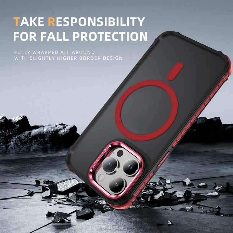 For iPhone 14 Pro Rainbow Series Skin Feel MagSafe Lens Holder Phone Case