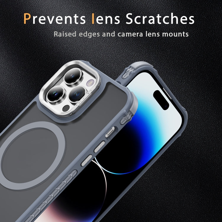 For iPhone 14 Pro Rainbow Series Skin Feel MagSafe Lens Holder Phone Case